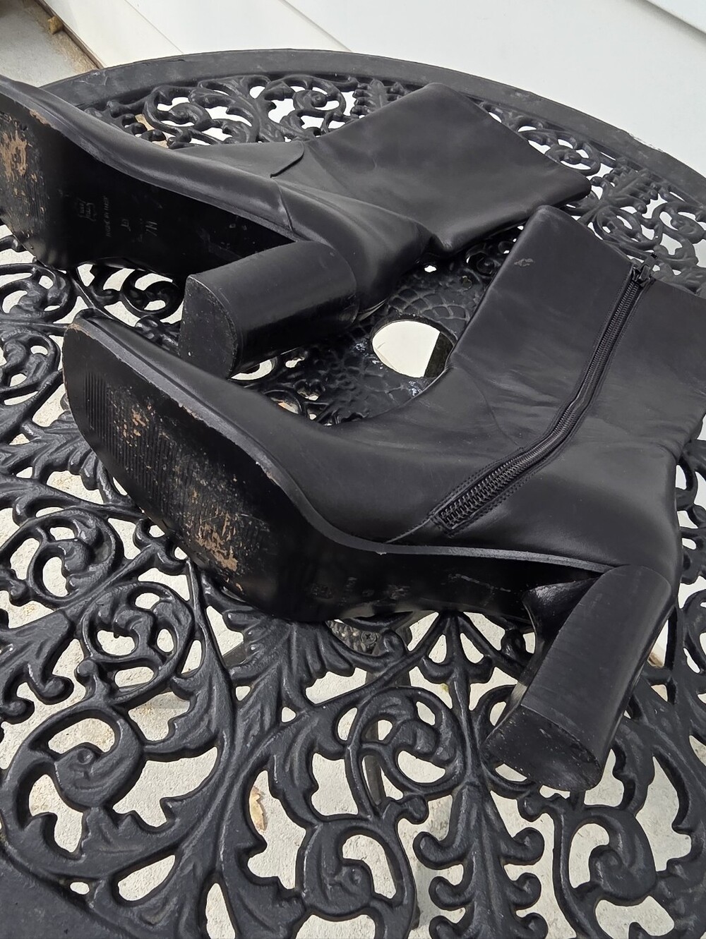 Via Spiga Leather Mid Calf Boots, Block Heel, Zipper Sides, Classic - Picture 6 of 10